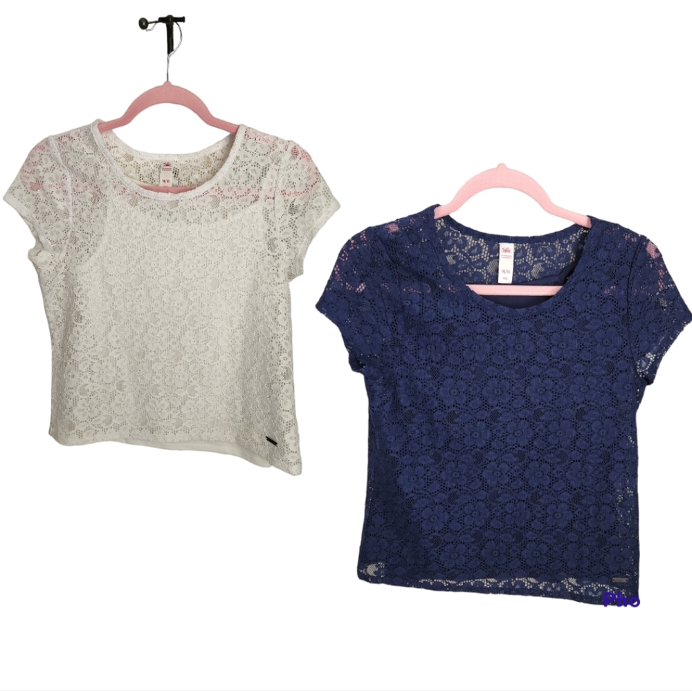 JUSTICE Short sleeve floral lace top with matching tank. Set of two. Size 14/16